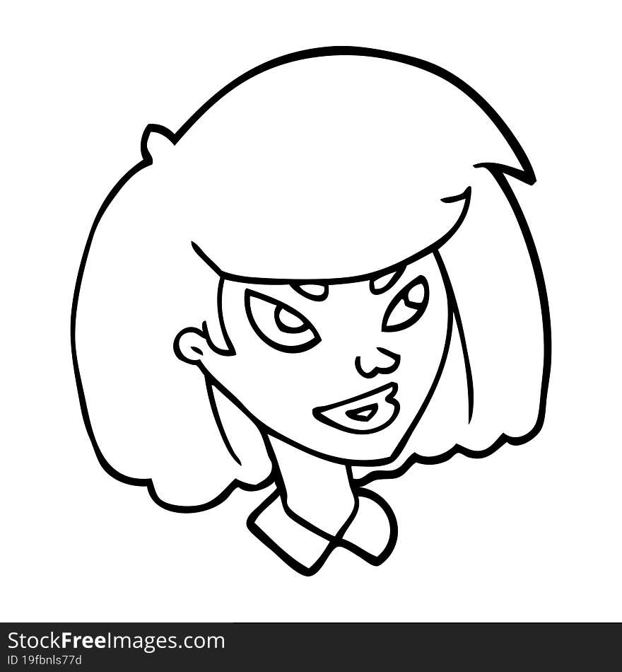 Line Drawing Cartoon Face Of A Girl