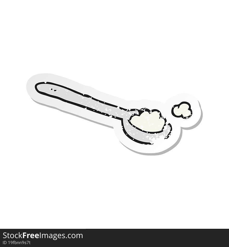 retro distressed sticker of a cartoon teaspoon of salt