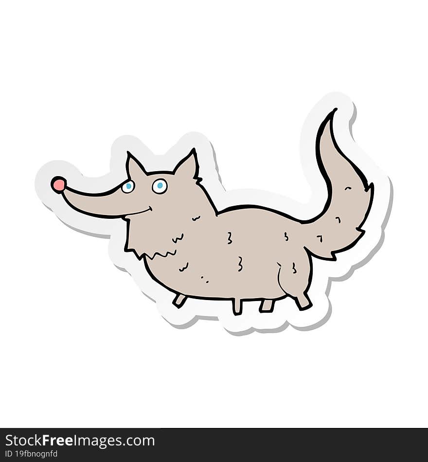 sticker of a cartoon little wolf