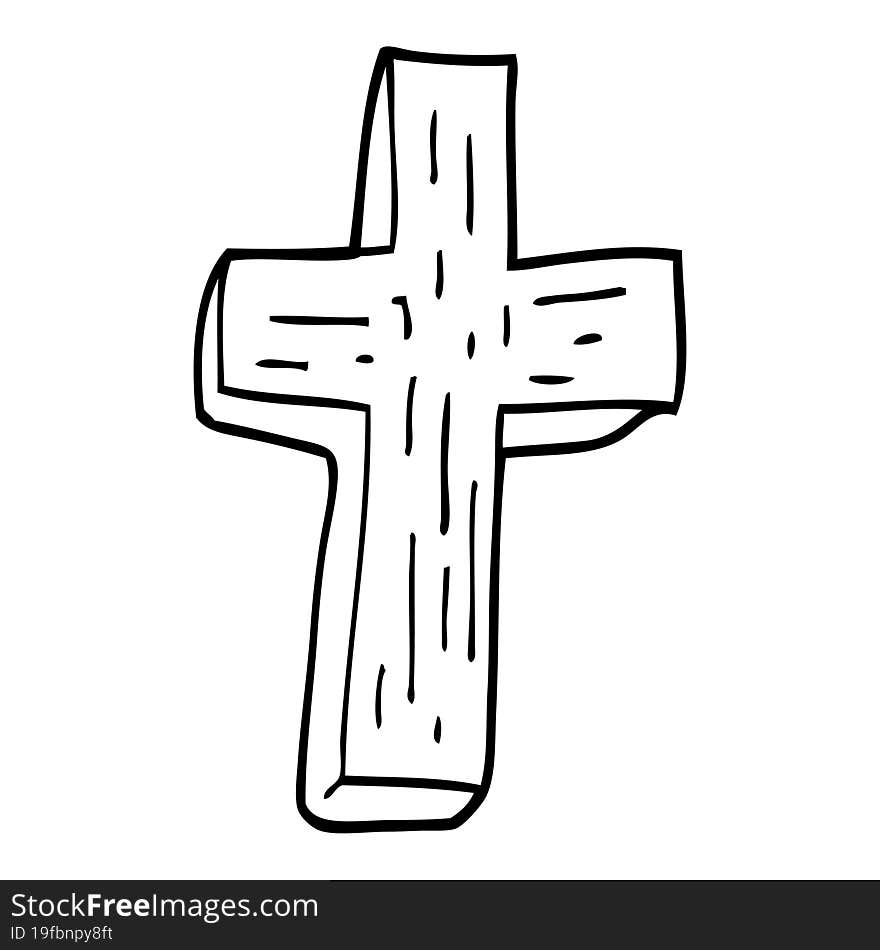 Line Drawing Cartoon Wooden Cross