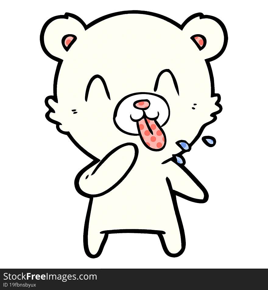 rude cartoon polar bear sticking out tongue. rude cartoon polar bear sticking out tongue