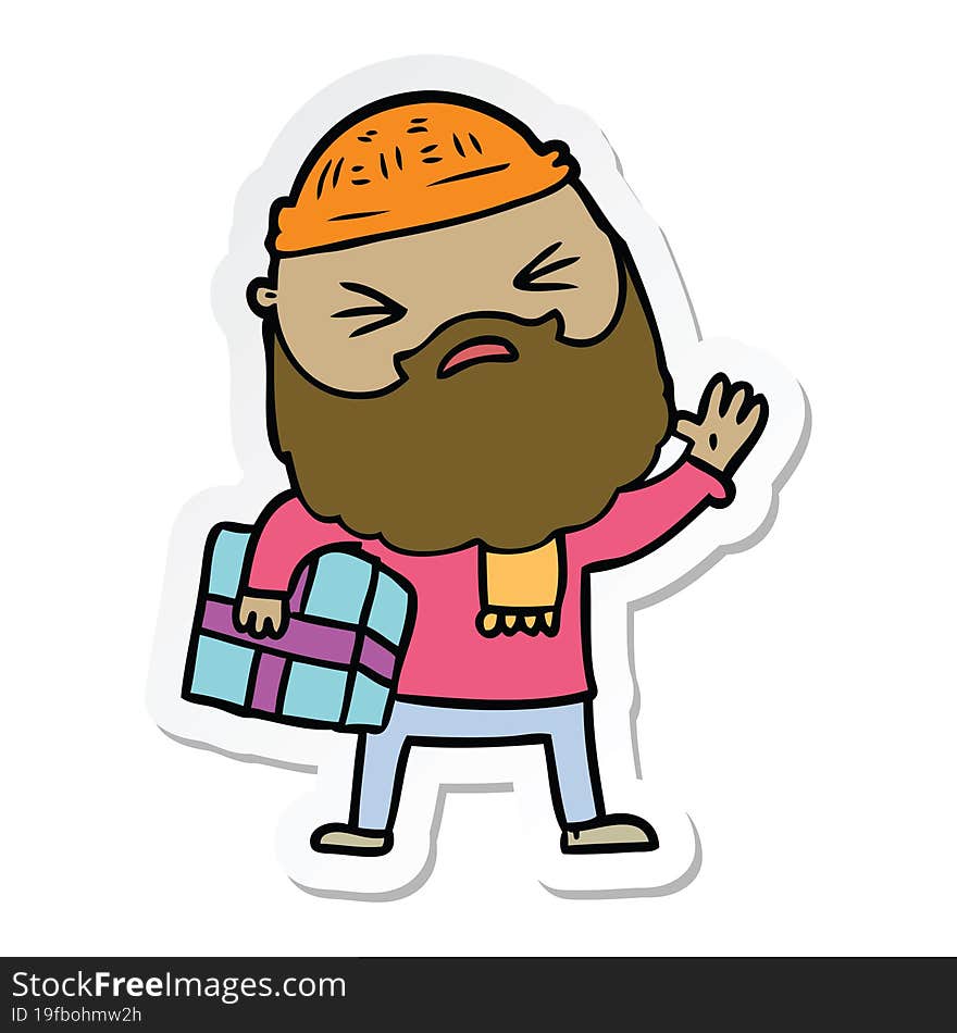 Sticker Of A Cartoon Man With Beard