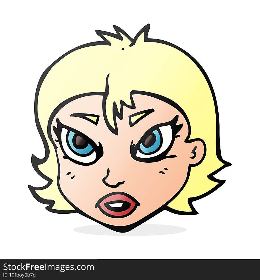 Cartoon Angry Female Face