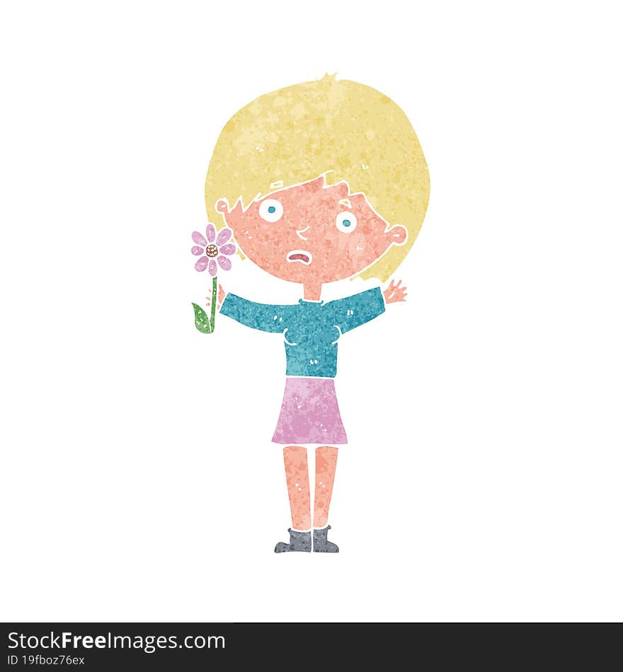 Cartoon Woman With Flower