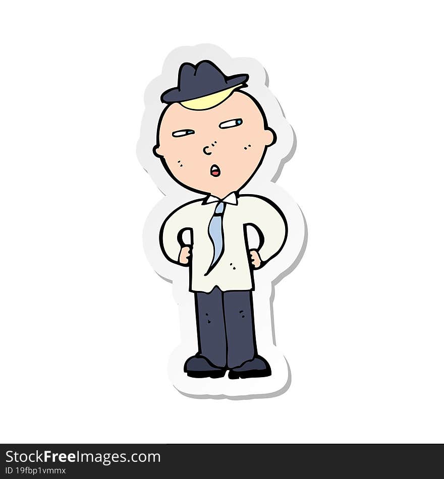 sticker of a cartoon man wearing hat