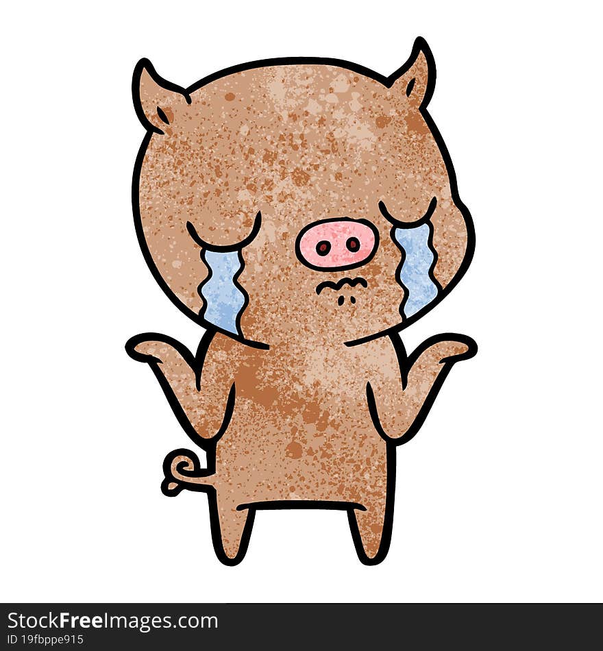 cartoon pig crying. cartoon pig crying