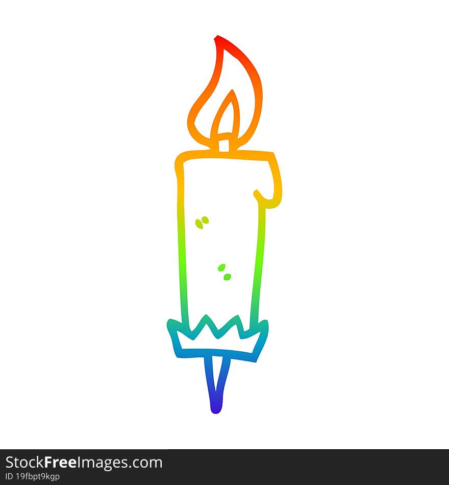 Rainbow Gradient Line Drawing Cartoon Birthday Candle