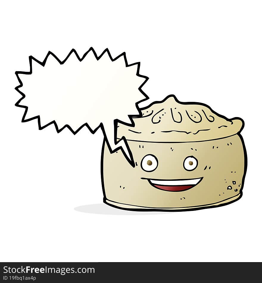 cartoon pie with speech bubble