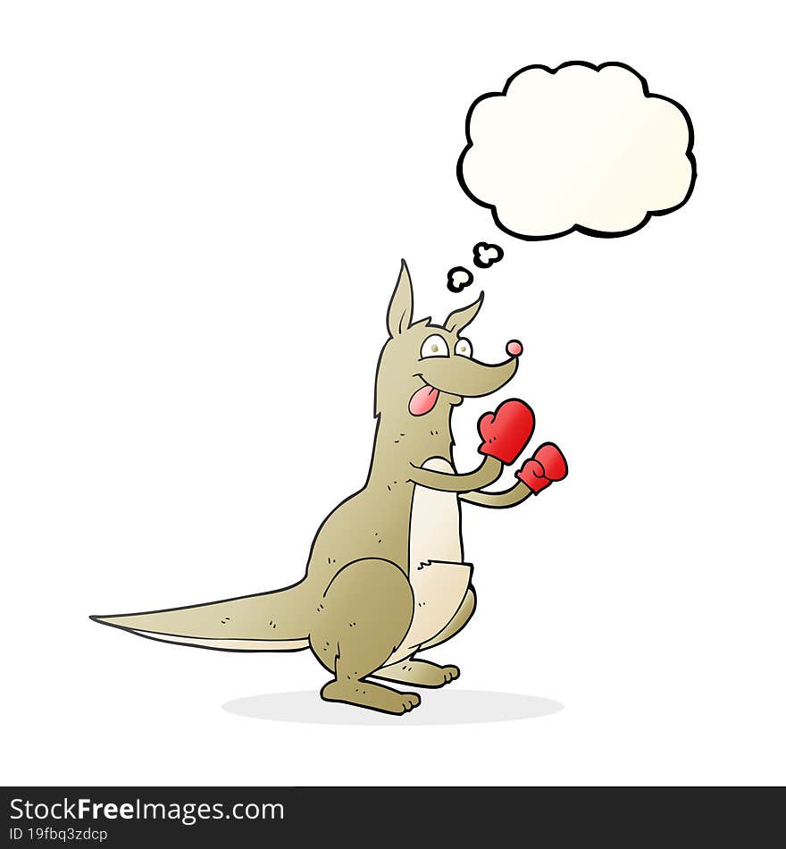 freehand drawn thought bubble cartoon boxing kangaroo