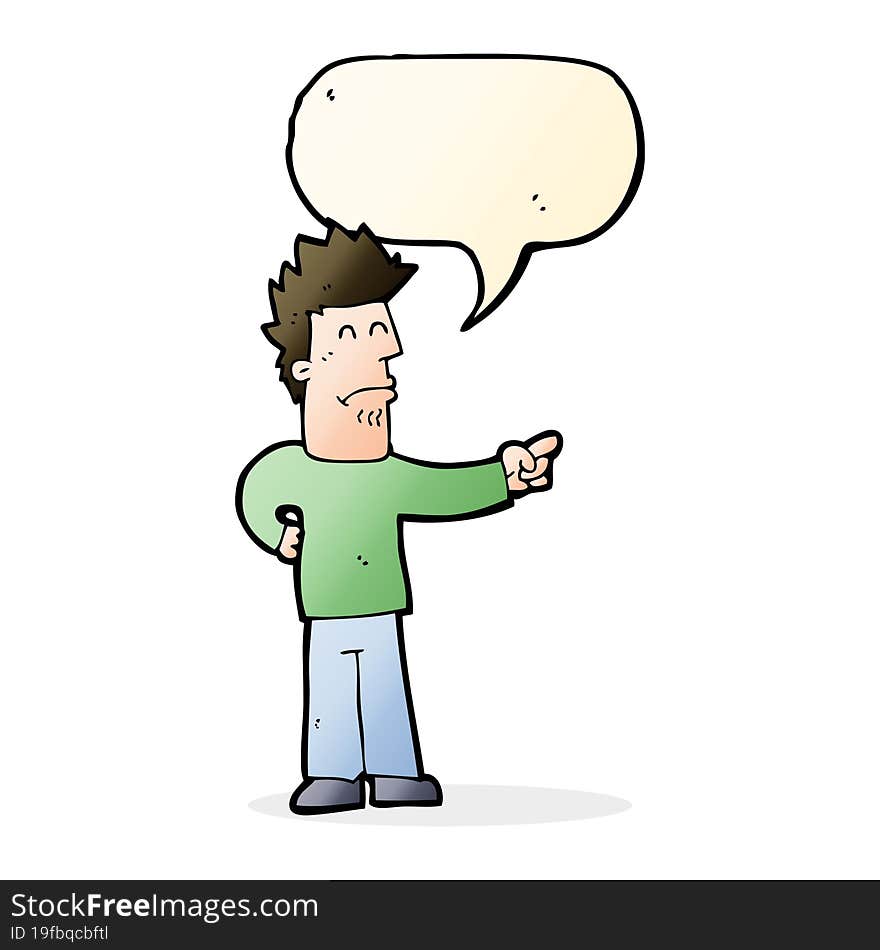 cartoon man pointing with speech bubble