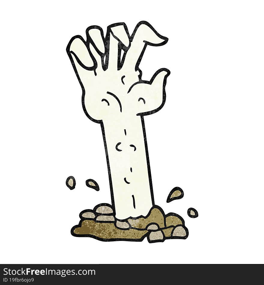 Textured Cartoon Zombie Hand Rising From Ground