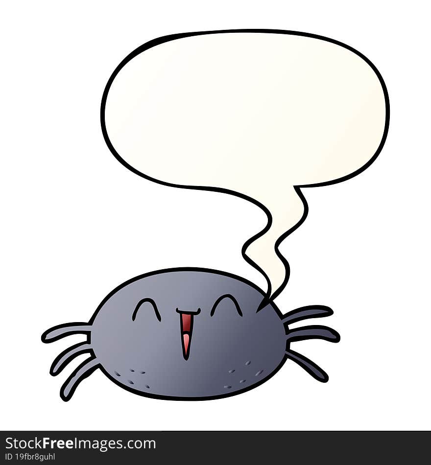 cartoon halloween spider and speech bubble in smooth gradient style