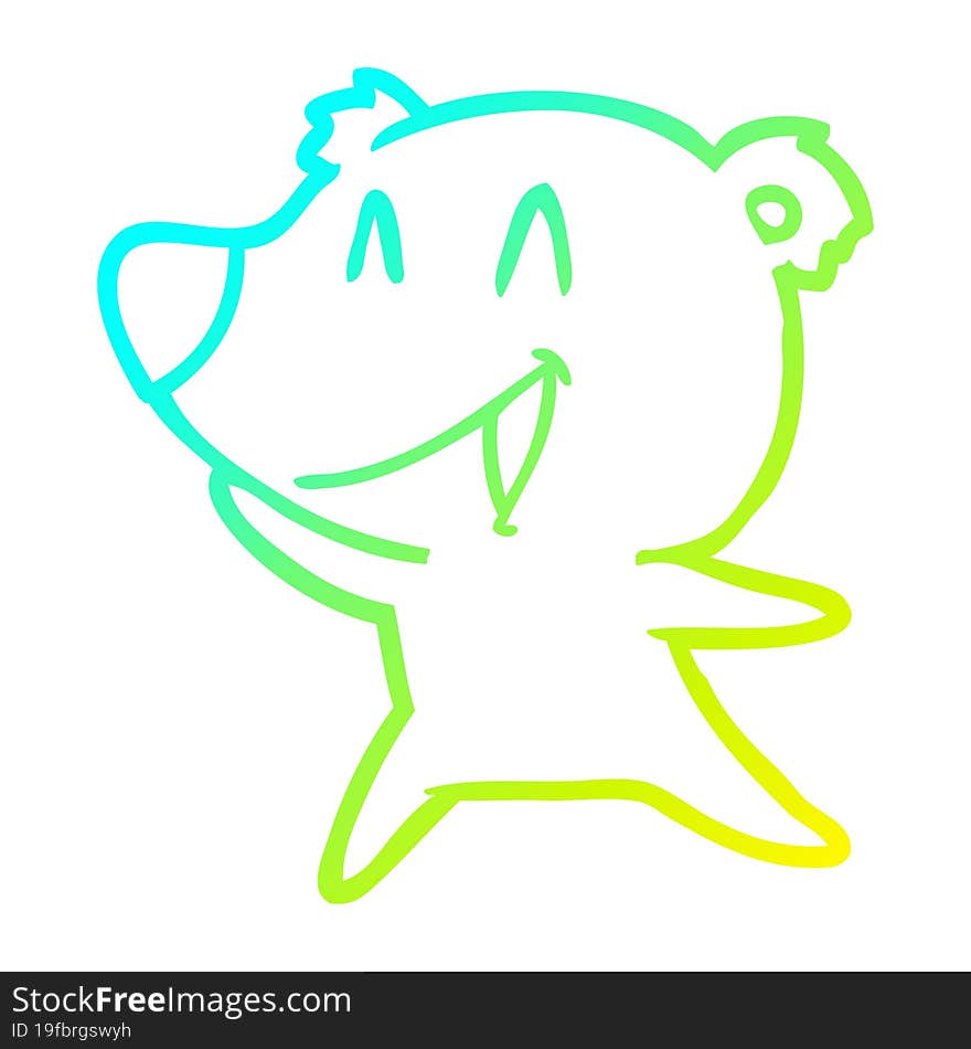 cold gradient line drawing of a laughing polar bear cartoon