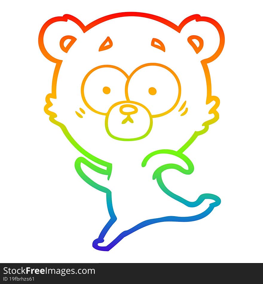 rainbow gradient line drawing surprised polar bear cartoon