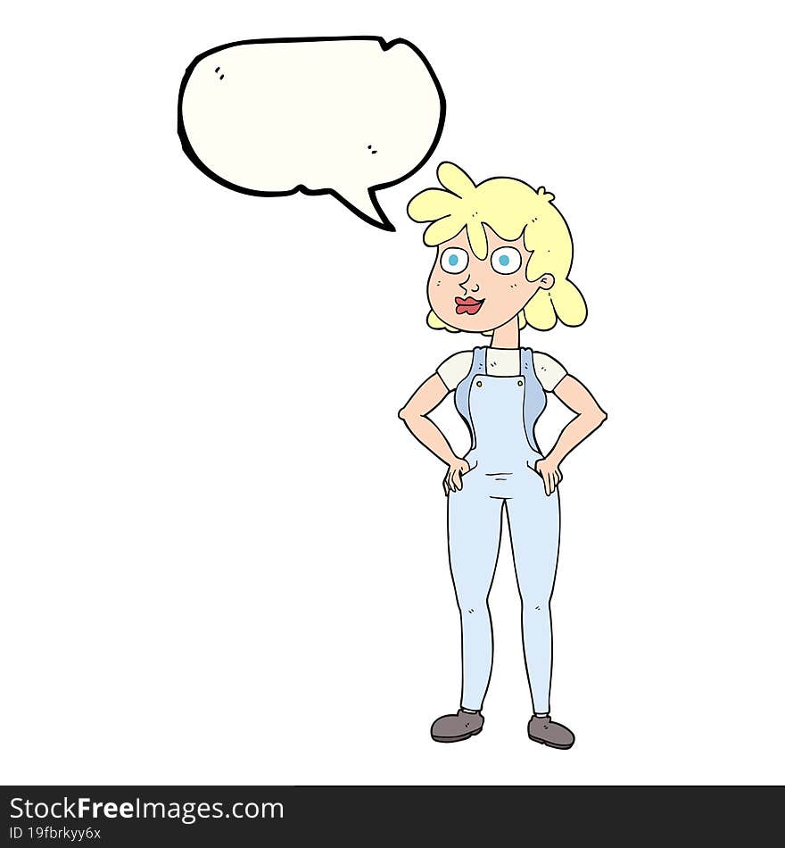 Speech Bubble Cartoon Farmer Girl