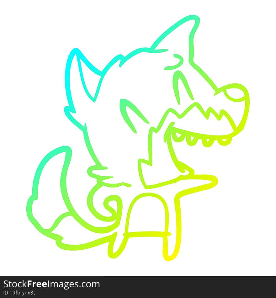 cold gradient line drawing laughing fox cartoon