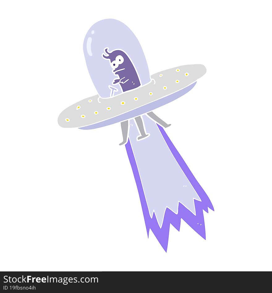 flat color illustration of a cartoon flying saucer