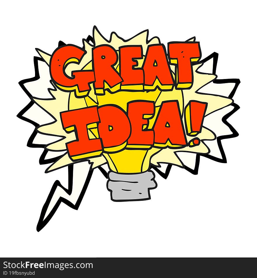 speech bubble cartoon great idea light bulb symbol