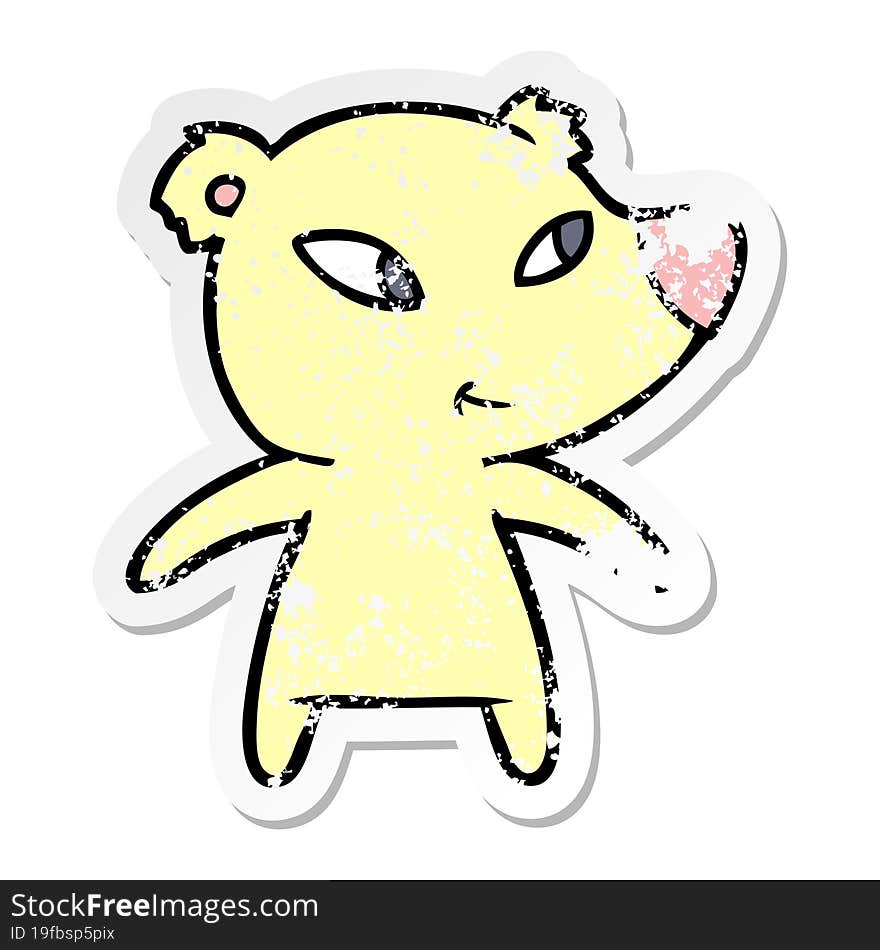 distressed sticker of a cute cartoon bear