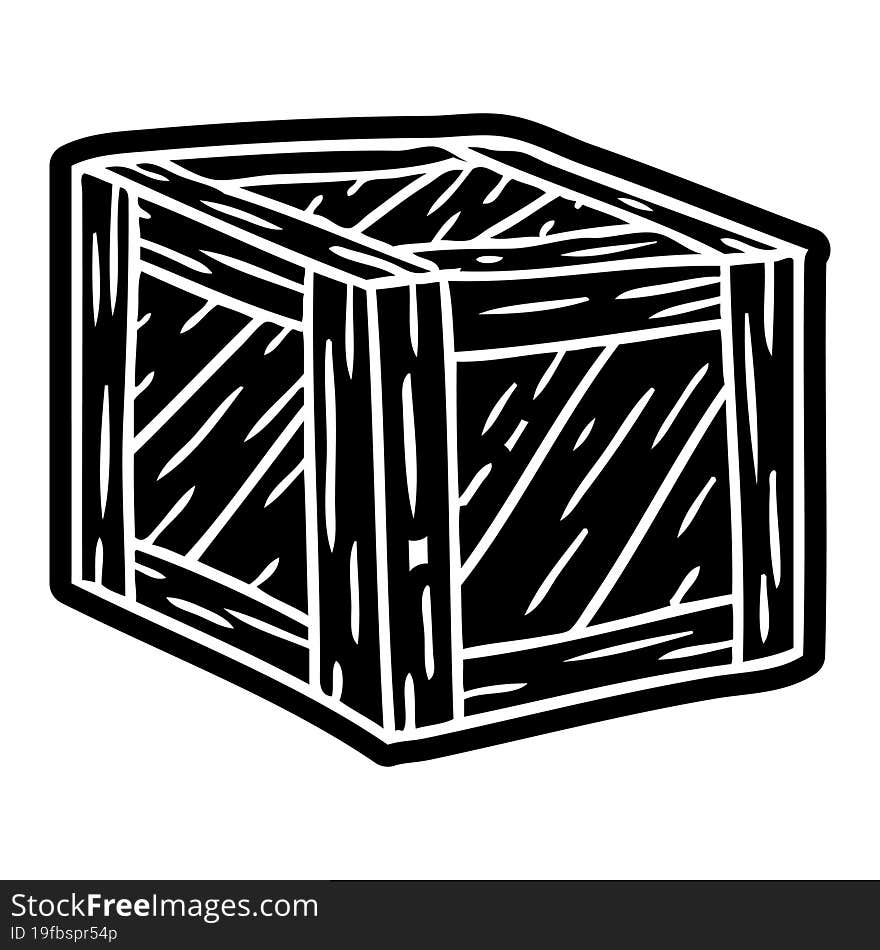 Cartoon Icon Drawing Of A Wooden Crate