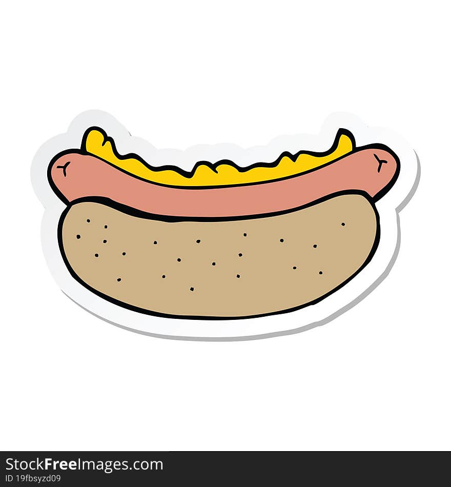 Sticker Of A Cartoon Hotdog