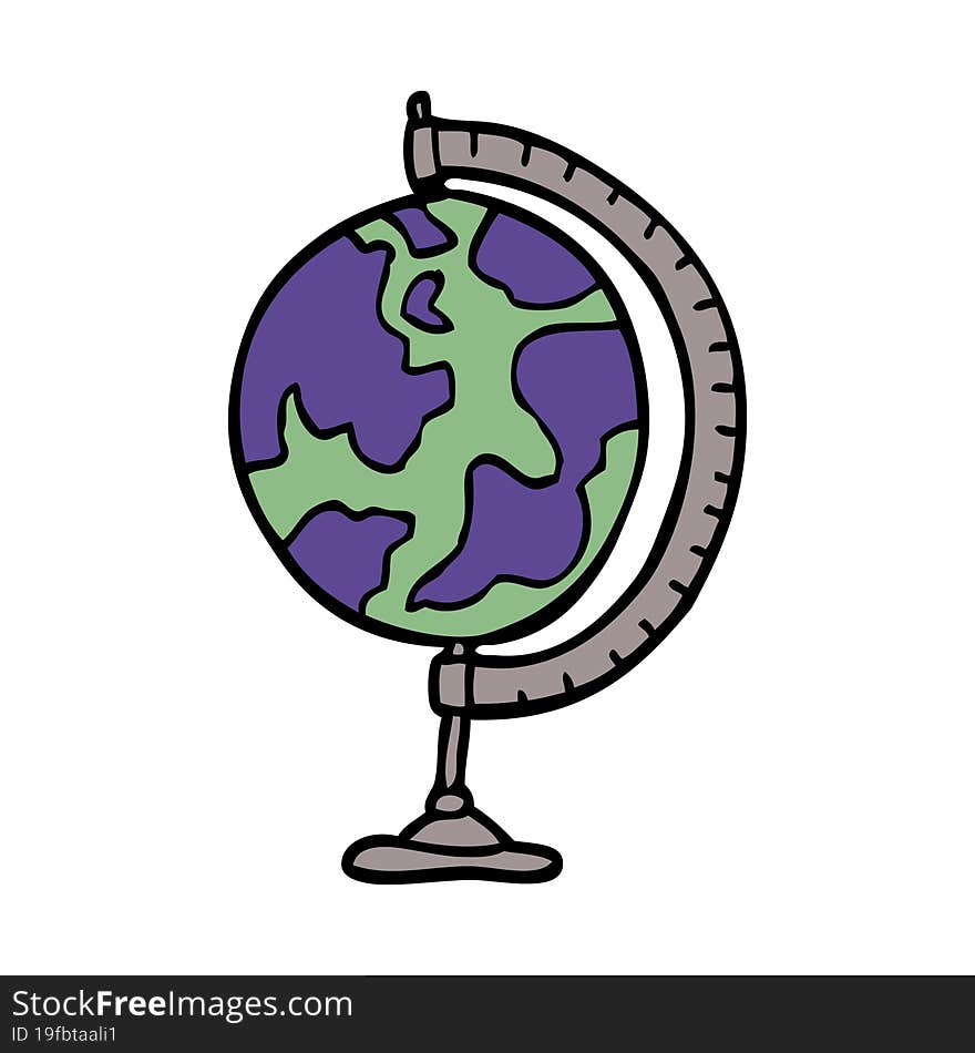 Cartoon Doodle Of A World Globe