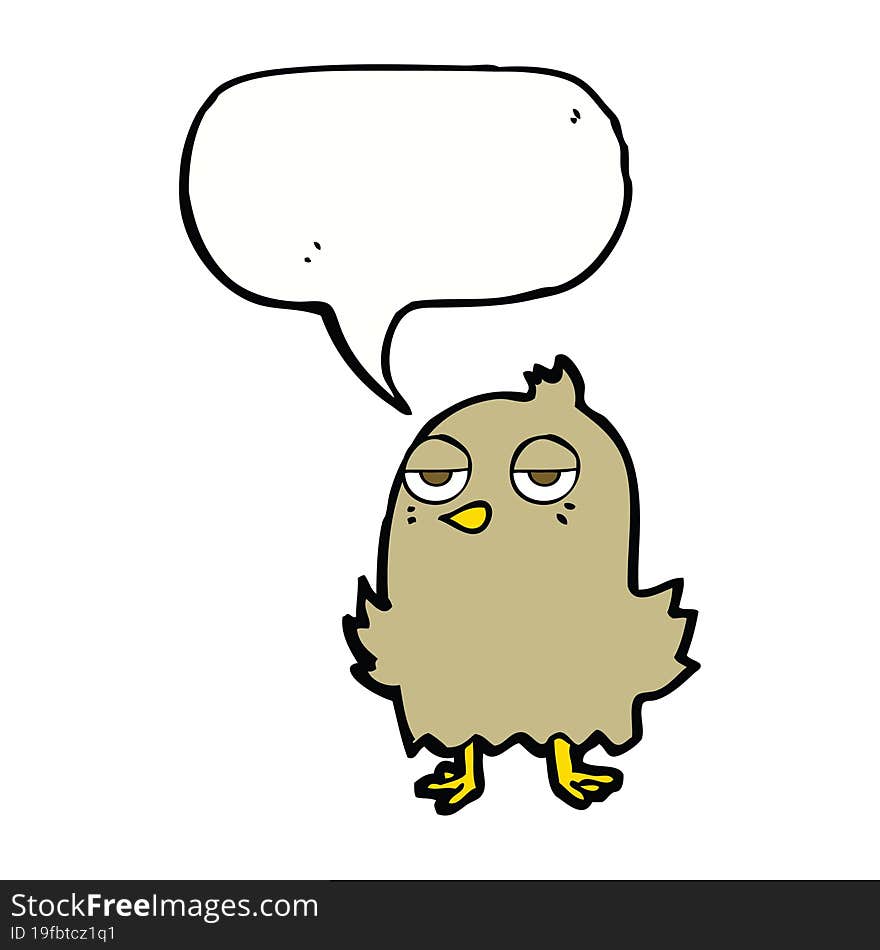 cartoon bored bird with speech bubble