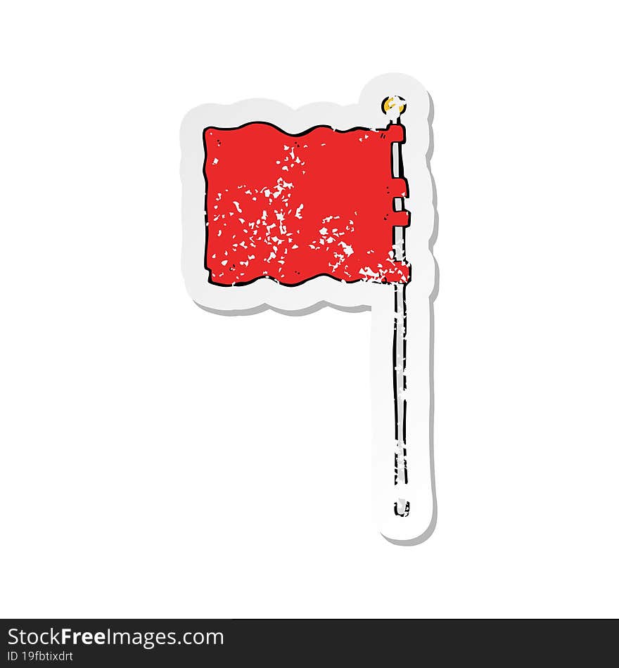 retro distressed sticker of a cartoon waving flag