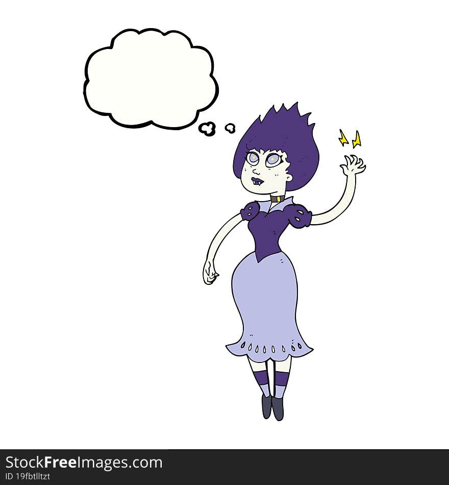 freehand drawn thought bubble cartoon vampire girl