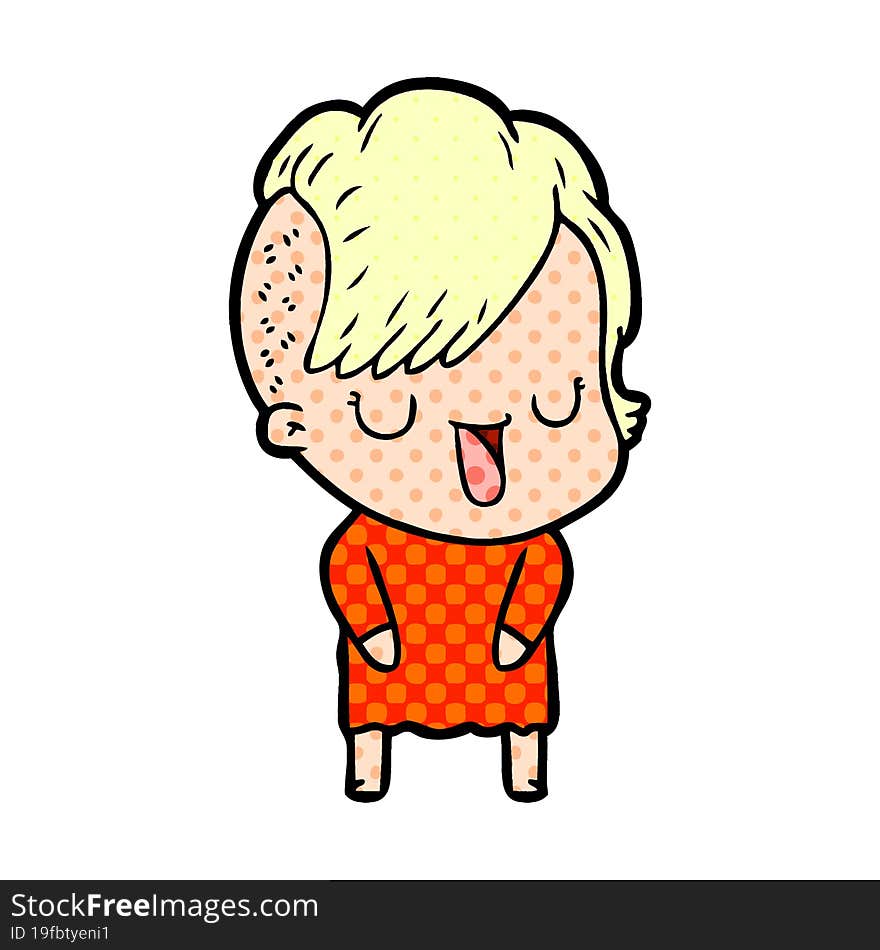 cute cartoon girl with hipster haircut. cute cartoon girl with hipster haircut