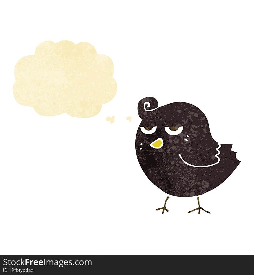 cartoon bird with thought bubble