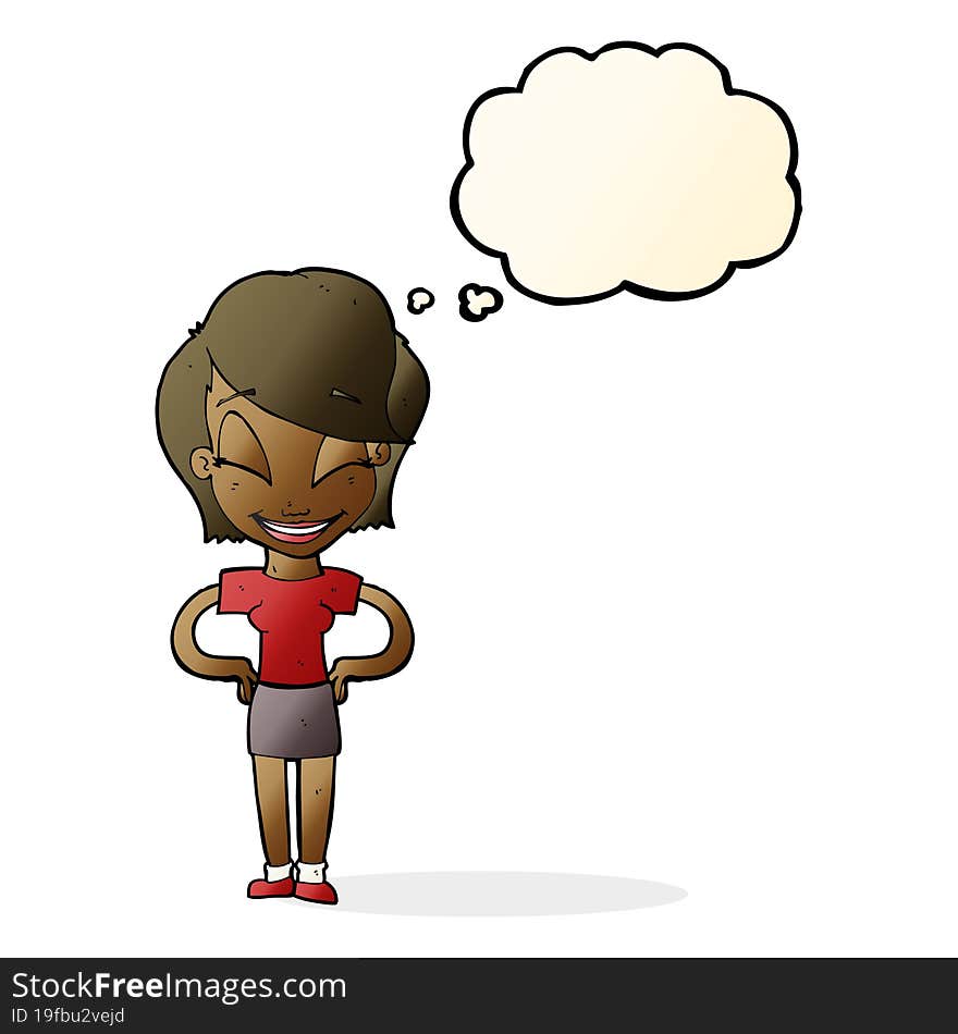 Cartoon Woman With Hands On Hips With Thought Bubble