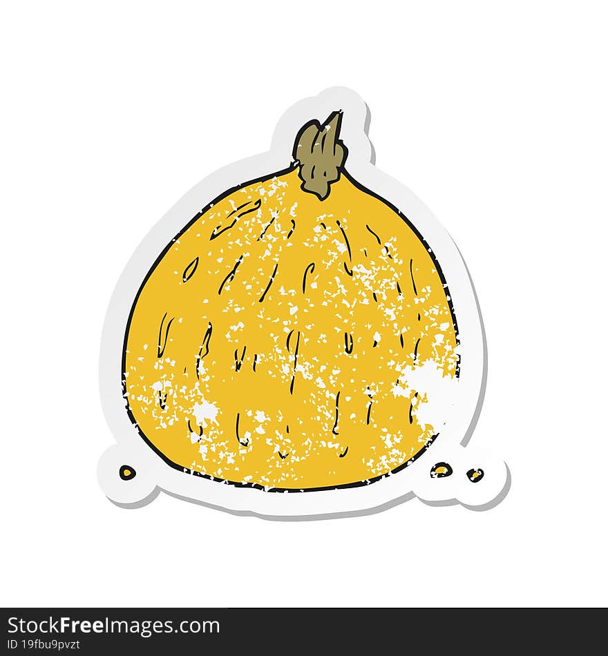 retro distressed sticker of a cartoon squash