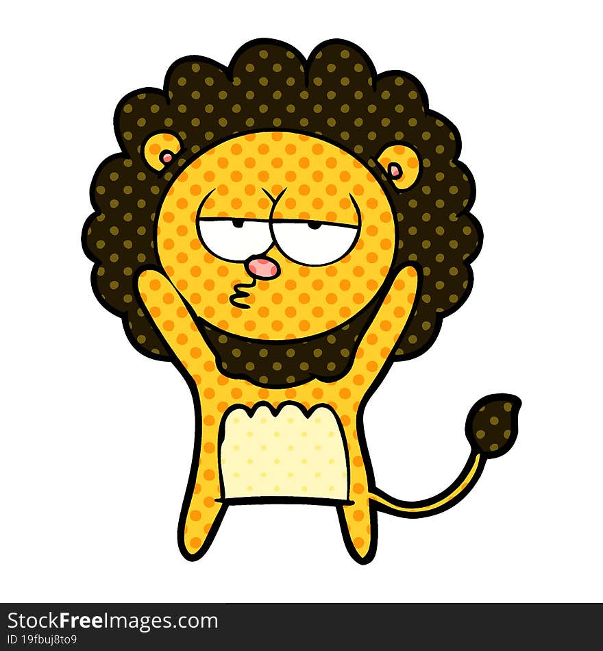 cartoon bored lion. cartoon bored lion