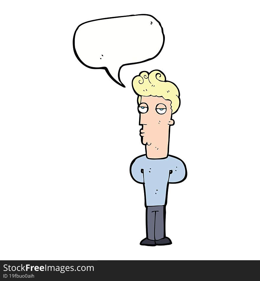 cartoon bored man with speech bubble