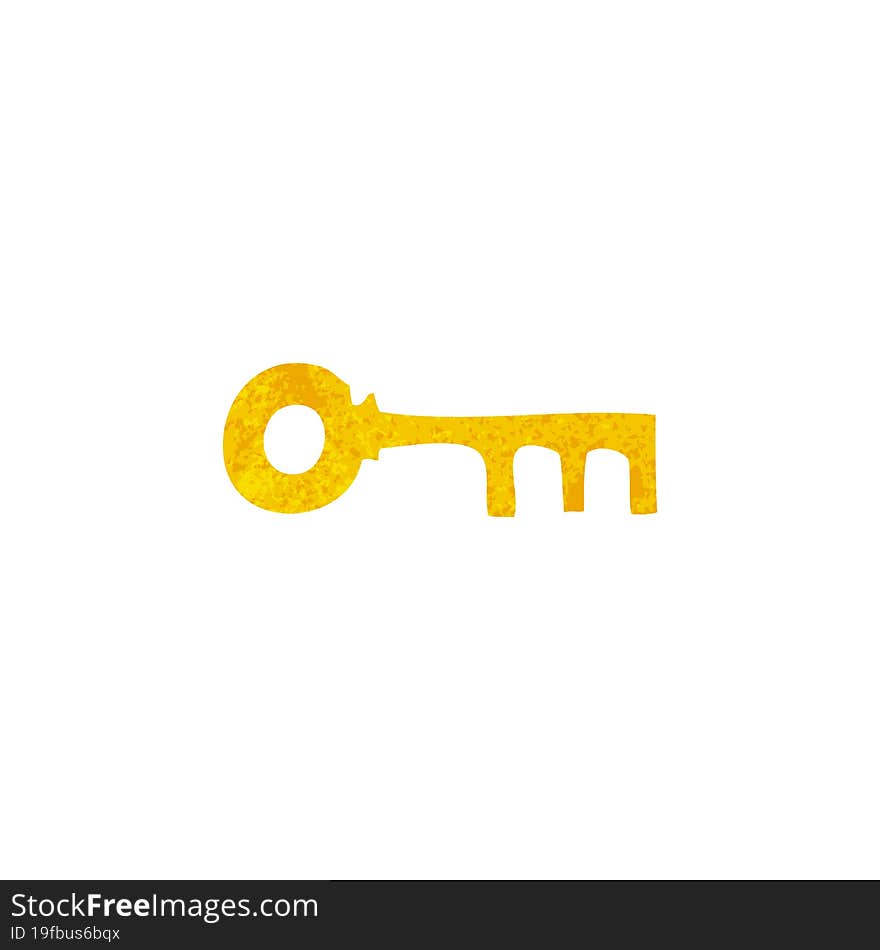 retro cartoon doodle of a brass key