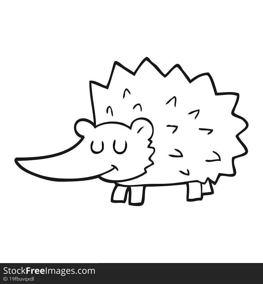 Black And White Cartoon Hedgehog