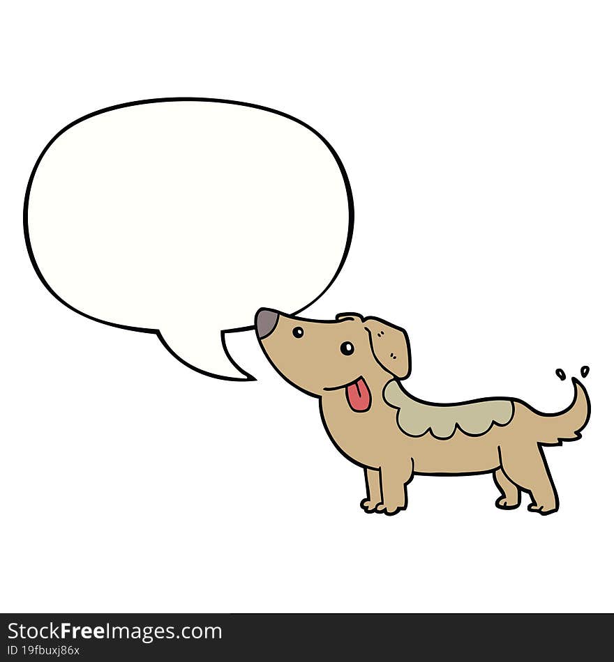 cartoon dog with speech bubble. cartoon dog with speech bubble