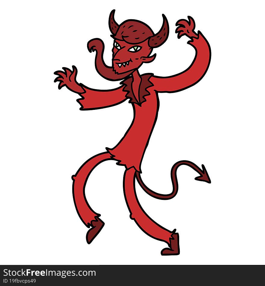 cartoon dancing devil. cartoon dancing devil