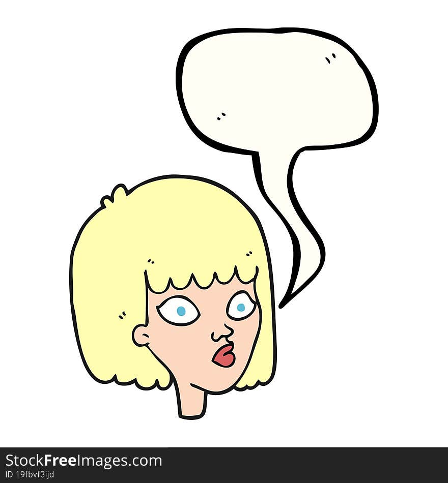 Speech Bubble Cartoon Female Face