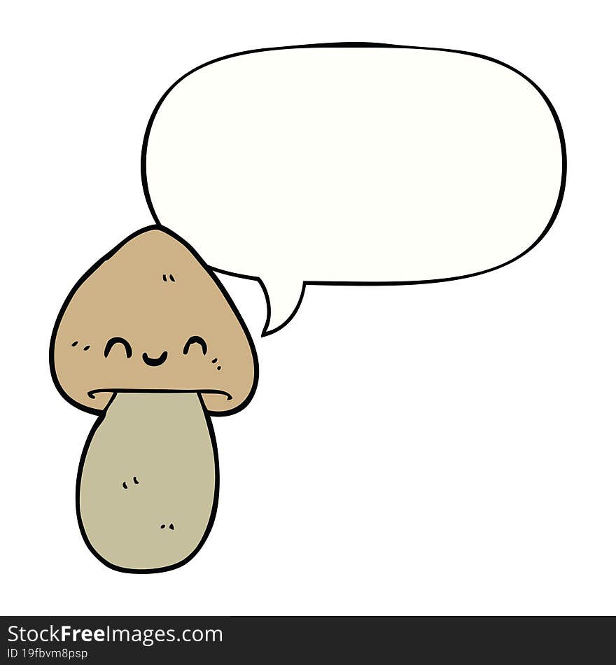 cartoon mushroom with speech bubble. cartoon mushroom with speech bubble