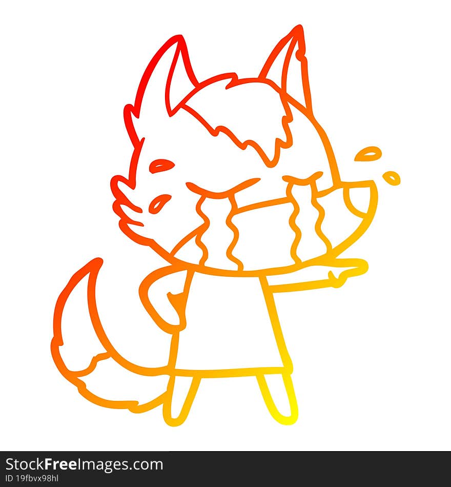 Warm Gradient Line Drawing Cartoon Crying Wolf