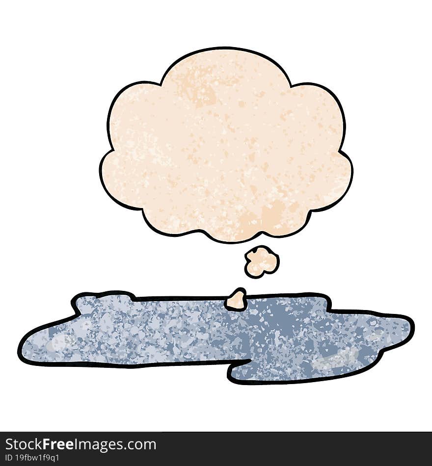 cartoon water puddle and thought bubble in grunge texture pattern style