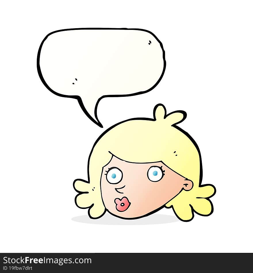 cartoon pretty face with speech bubble