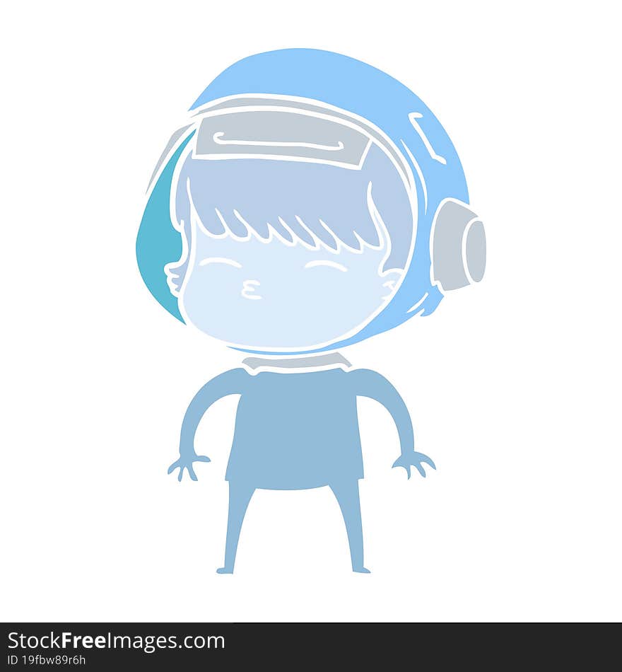 Flat Color Style Cartoon Curious Astronaut