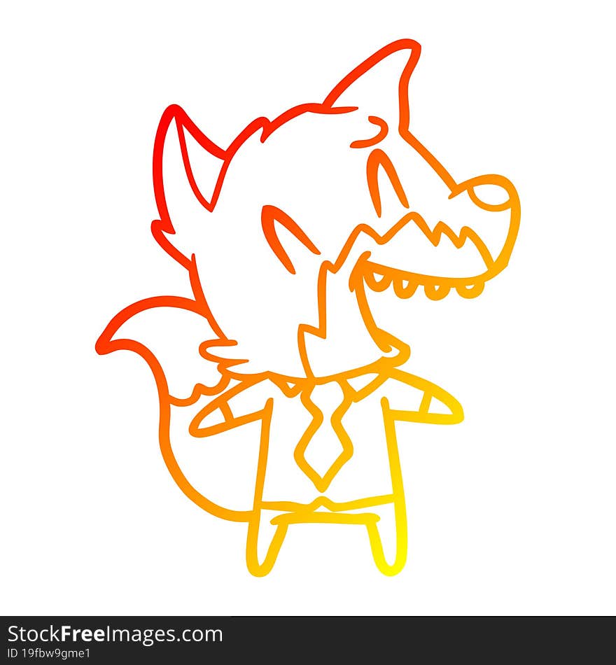 warm gradient line drawing laughing fox in shirt and tie