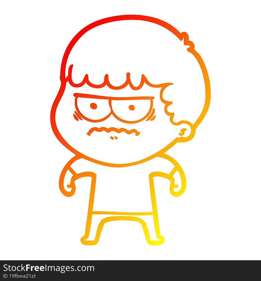 Warm Gradient Line Drawing Cartoon Annoyed Man