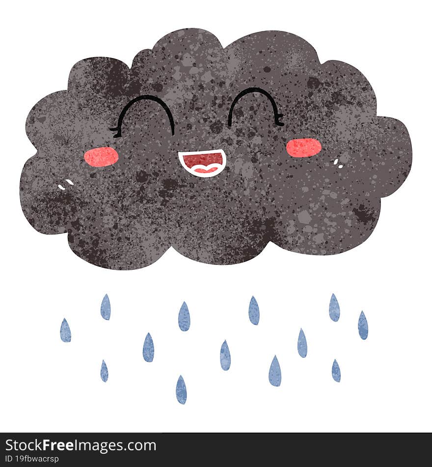 freehand retro cartoon rain cloud