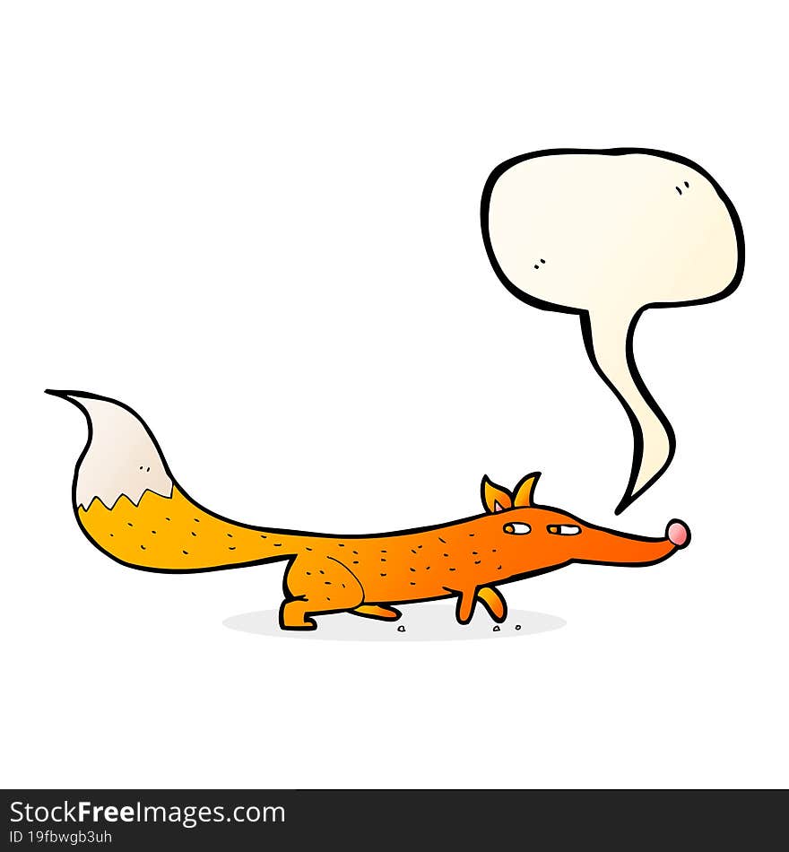 cartoon little fox with speech bubble