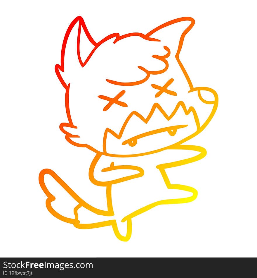 warm gradient line drawing cartoon dead fox